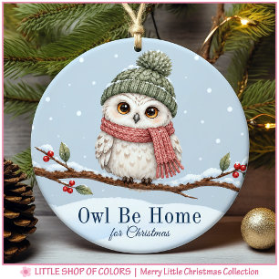 Owl Be Home for Christmas Woodland Photo Ceramic Tree Decoration