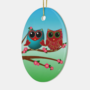 Owl be loving you-Oval Ornament