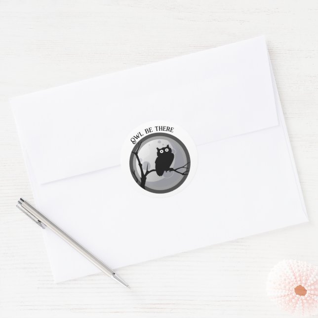 Owl be There black and white owl sticker (Envelope)