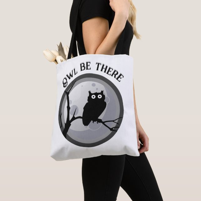 Owl be there Black and White Owl Tote Bag (Close Up)