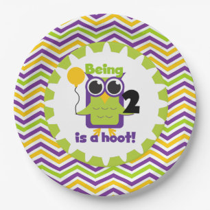 Owl Being 2 is a Hoot Birthday Paper Plates
