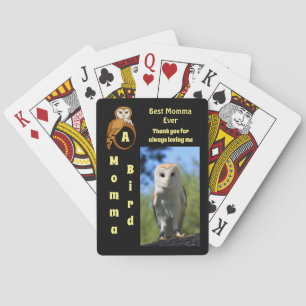 Owl Best Momma Ever Cartoon Photo Name Playing Cards