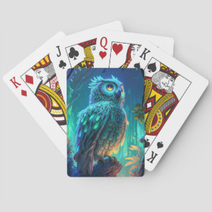 Owl Bird Animal Portrait Painting Wildlife Outdoor Playing Cards