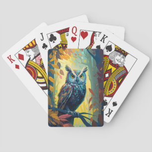 Owl Bird Animal Portrait Painting Wildlife Outdoor Playing Cards