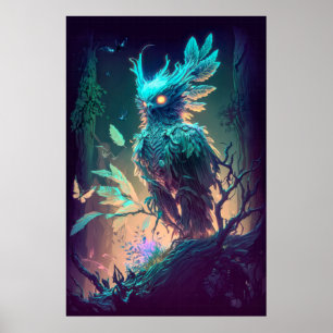 Owl Bird Animal Portrait Painting Wildlife Outdoor Poster