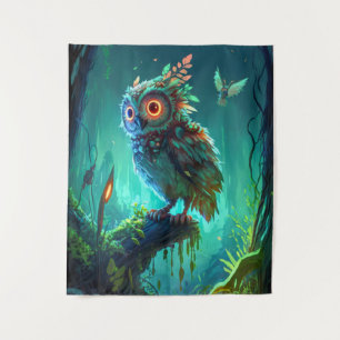 Owl Bird Animal Portrait Painting Wildlife Outdoor Tapestry