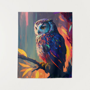 Owl Bird Animal Portrait Painting Wildlife Outdoor Tapestry