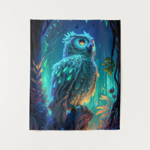 Owl Bird Animal Portrait Painting Wildlife Outdoor Tapestry