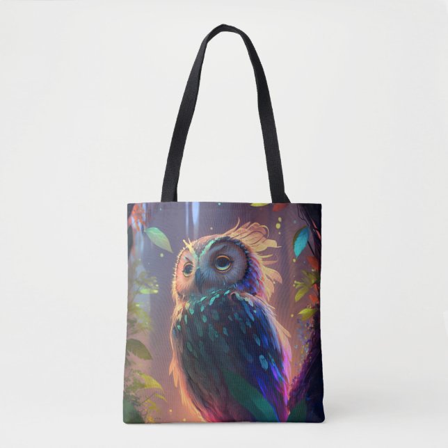 Owl Bird Animal Portrait Painting Wildlife Outdoor Tote Bag (Front)