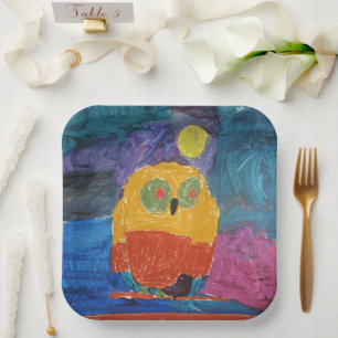 Owl Bird "Art by Kids" Paper Plate