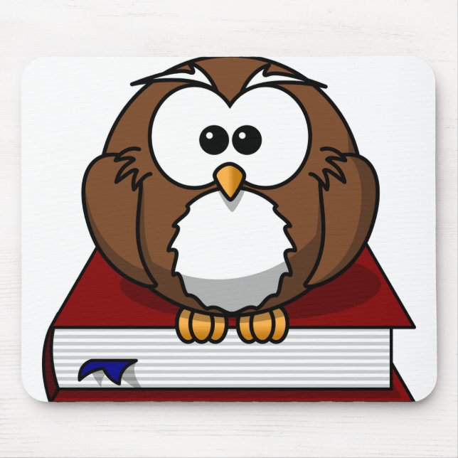 Owl Bird Book Wise Nature Character Wild Wisdom Mouse Mat (Front)