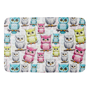 Owl Bird Colourful Design Bath Mat