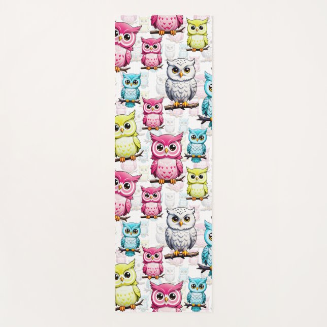 Owl Bird Colourful Design  Yoga Mat (Front)