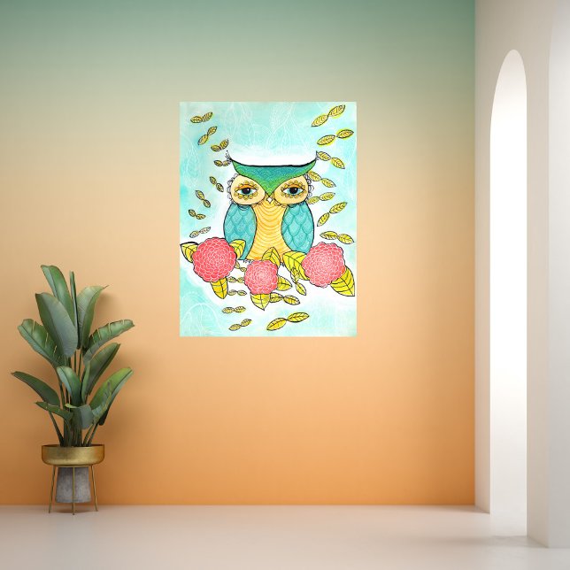Owl Bird Garden Forest Watercolor Ink Art Print (Creator Uploaded)
