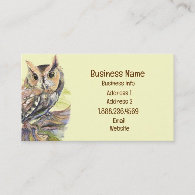Owl, Bird, Nature, Wilderness, Environment Busines Business Card (Front)