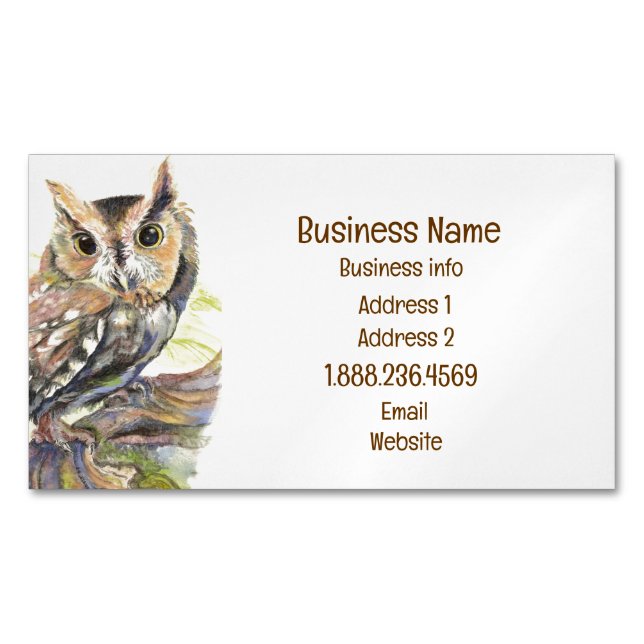 Owl, Bird, Nature, Wilderness, Environment Busines Magnetic Business Card (Front)