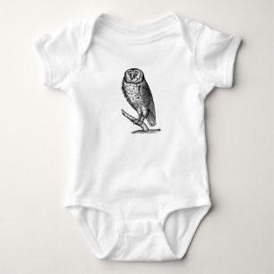 owl bird perched ornithology avian baby bodysuit