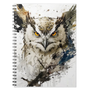 Owl Bird Portrait Animal Painting Wildlife Forest Notebook