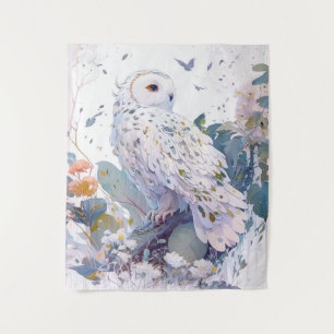 Owl Bird Portrait Animal Painting Wildlife Forest Tapestry
