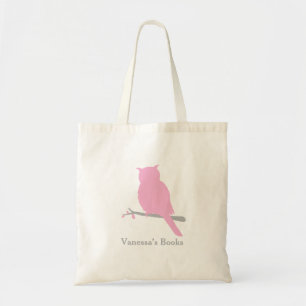 Owl bird silhouette pink library bag