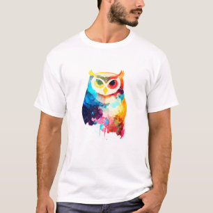 Owl Bird Wild Nature Animal Colours Paint T-Shirt