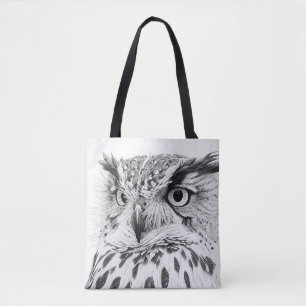 Owl Bird Wild Nature Animal Illustration Art  Tote Bag