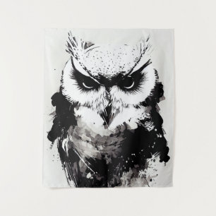 Owl Bird Wild Nature Free Spirit Brush Painting Tapestry