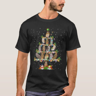 Owl Bird Xmas Lighting Santa Owl Christmas Tree T-Shirt