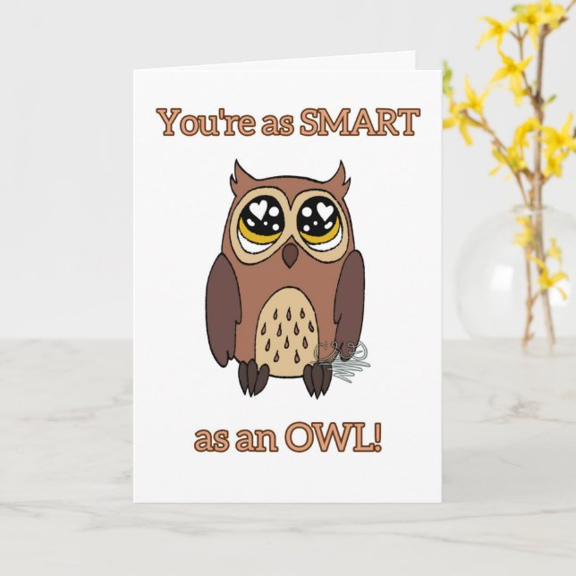 Owl Birthday Card (Yellow Flower)
