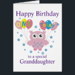 Owl Birthday Card For Grandparents– JNR Design<br><div class="desc">A modern birthday card for proud grandparents,  with a cute little baby owl bringing balloons to the party. Celebrate your special granddaughters birthday with an Owl! The interior of the card is left blank to give you plenty of room to write your personal message.</div>