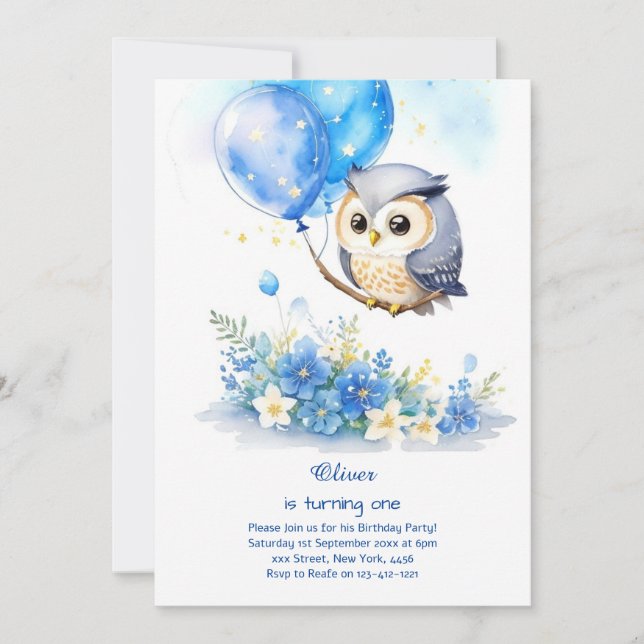 Owl Birthday Invitation (Front)