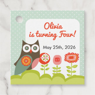 Owl Birthday Invitation for Kids Favour Tags