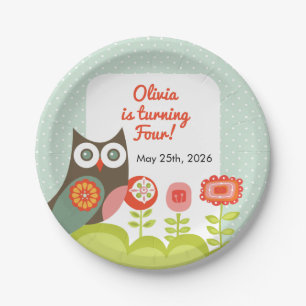 Owl Birthday Invitation for Kids Paper Plate