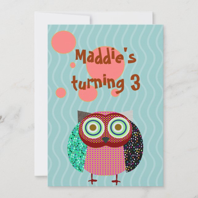 owl birthday invitation party (Front)
