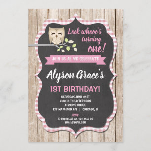 Owl birthday invitations, girl woodland birthday invitation