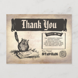 Owl Birthday Magical Thank You Postcard