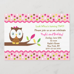 Owl Birthday Party Baby Shower Invitations