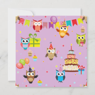 owl birthday party cake cute invitation