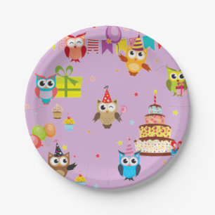 owl birthday party cake cute paper plate