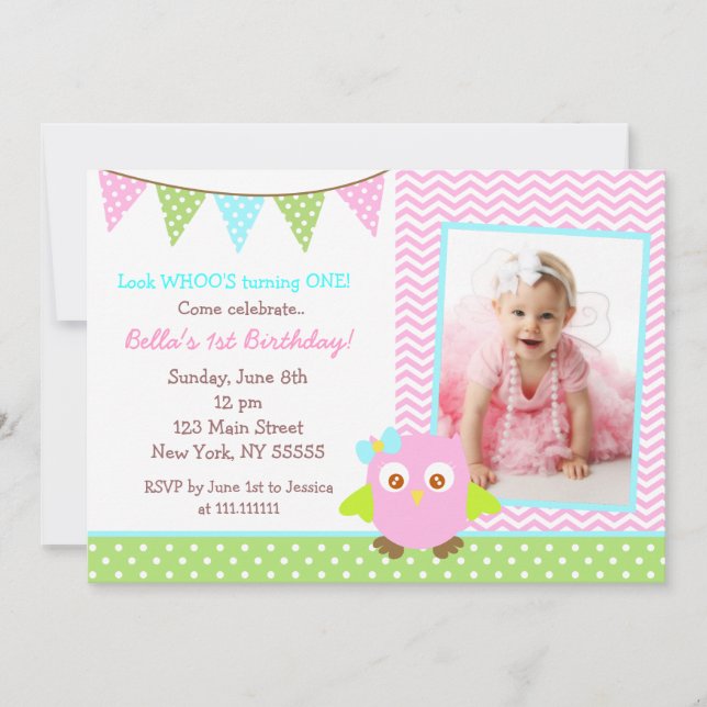 Owl Birthday Party Invitation (Front)