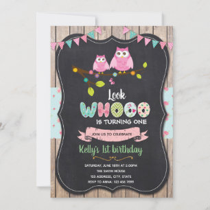 Owl birthday party invitation