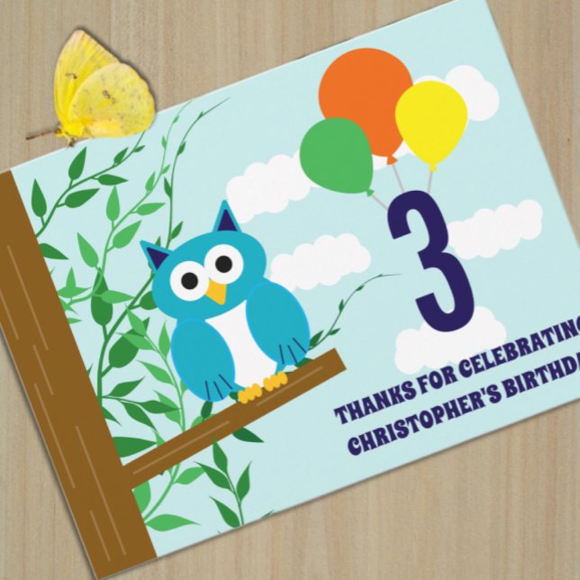 Owl Birthday Thank You Card (Creator Uploaded)