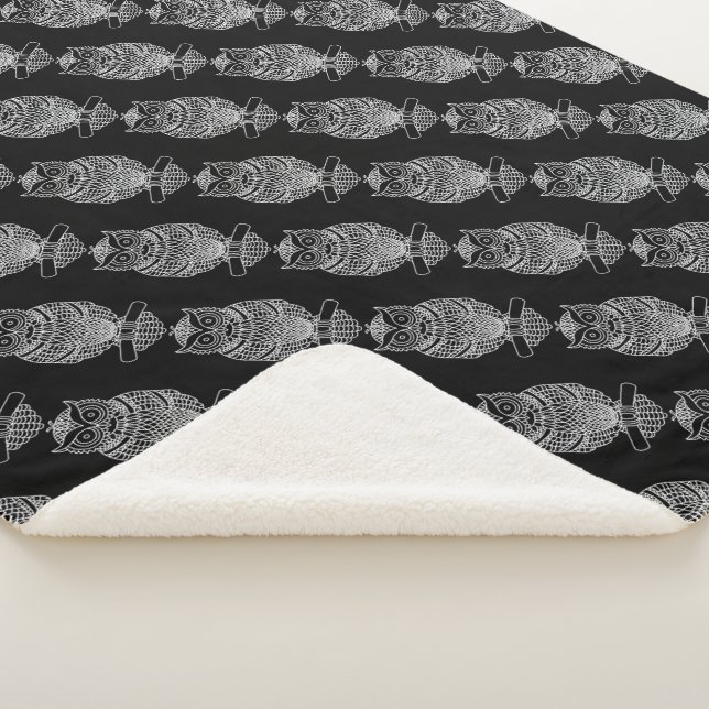 Owl (black) - Sherpa Blanket (3/4)