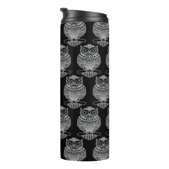 Owl (black) - Thermal Tumbler (Rotated Right)