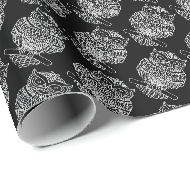 Owl (black) - Wrapping Paper (Roll Corner)