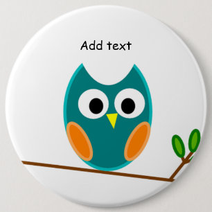 Owl: Blue and Gold Owl Template 6 Cm Round Badge