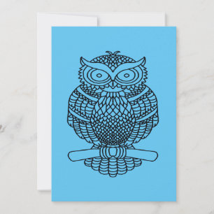 Owl (blue) - Greeting Card