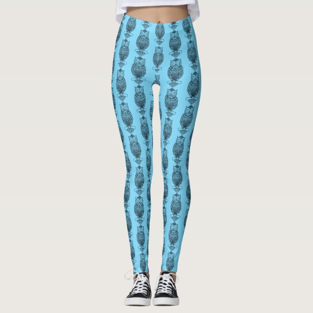 Owl (blue) - Leggings (Front)