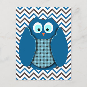Owl - Blue with Polka Dots Postcard