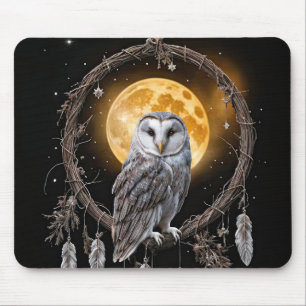 Owl Boho Dreamcatcher with Moon Mystical Mouse Mat